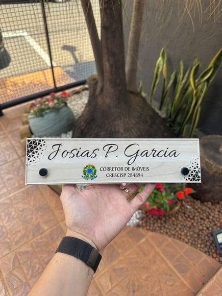 Placa de Identificação de Mesa - mdf e Acrílico 26x6,5