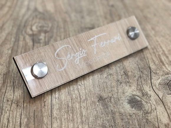 Placa de Identificação de Mesa - mdf e Acrílico 26x6,5