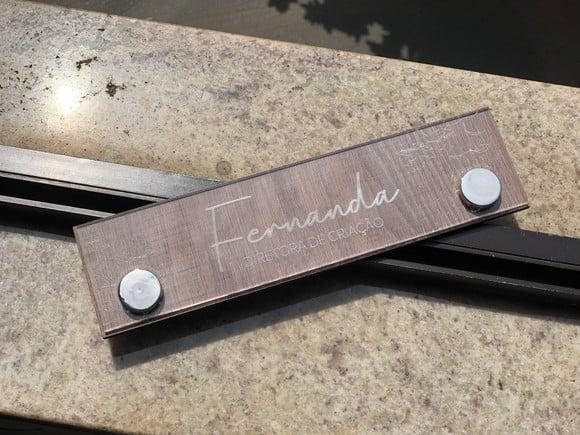 Placa de Identificação de Mesa - mdf e Acrílico 26x6,5