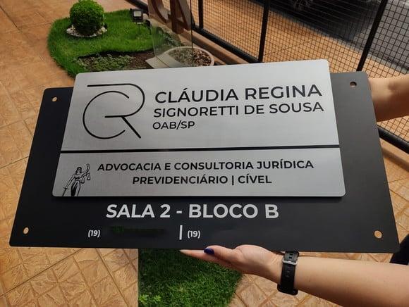 Placa de Identificação de Sala - Modelo Ágata Inox Maxi