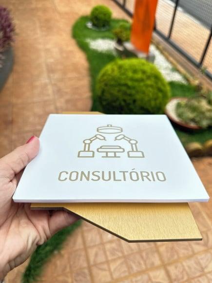 Placa de Identificação de Sala Consultório Modelo Bari 18x14