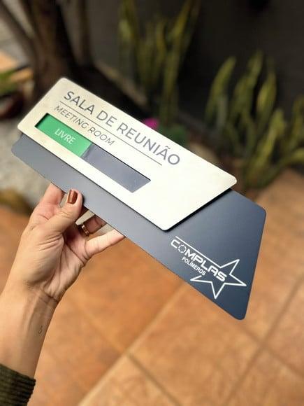 Placa de Identificação de Sala Flag Modelo Onix Inox