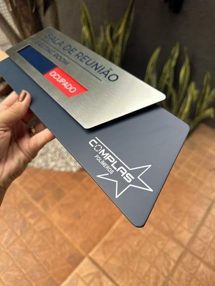 Placa de Identificação de Sala Flag Modelo Onix Inox