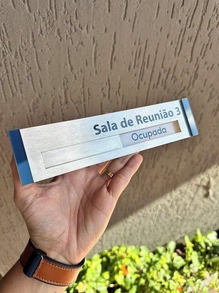 Placa de Identificação de Sala Inox 22x5 + Livre/ocupado