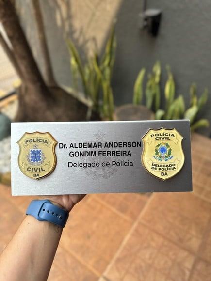 Placa de Identificação Delegado - Inox 25x10