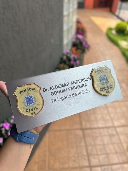 Placa de Identificação Delegado - Inox 25x10