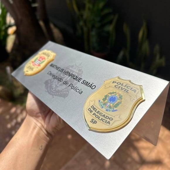 Placa de Identificação Delegado - Inox 25x10