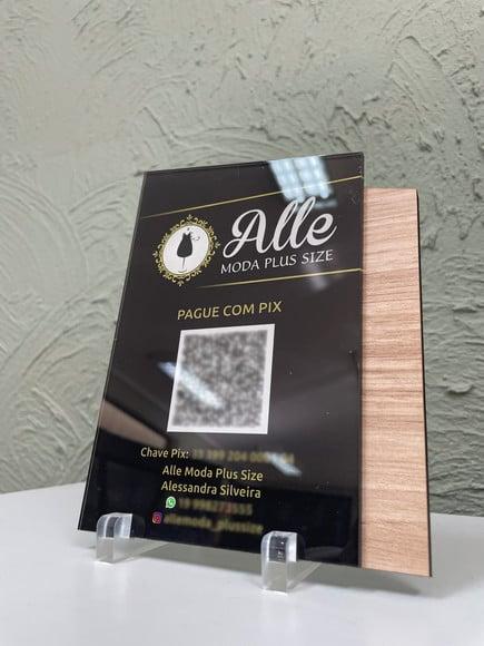 Placa de Pix - Modelo Mini Calcita mdf e Acrílico