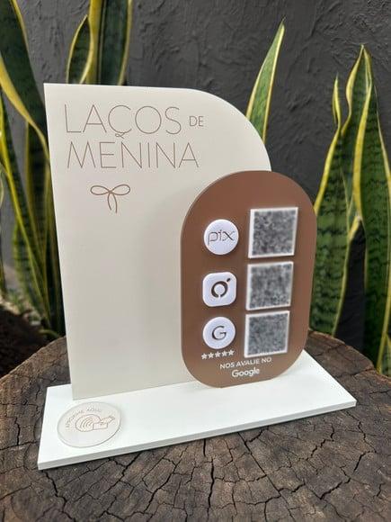 Placa de Pix com Tag Nfc - Personalizada 3 - Laços de Menina