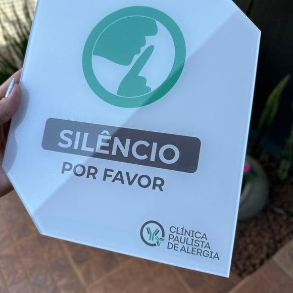 Placa de Silêncio Acrilica - 30x20