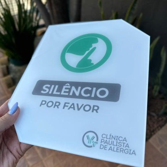 Placa de Silêncio Acrilica - 30x20