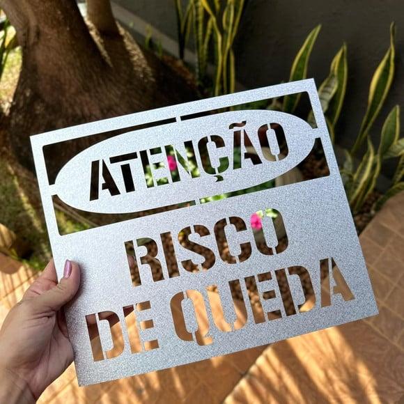 Placa em Alumínio para Decalque Risco de Queda Stencil