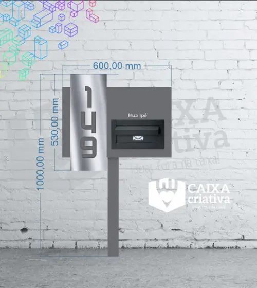 Algarismo Acm + Inox - 60x53 +caixa Correio e Pé para Jardim