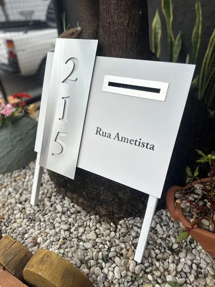 Algarismo Acm + Inox +caixa Correio e Pé para Jardim