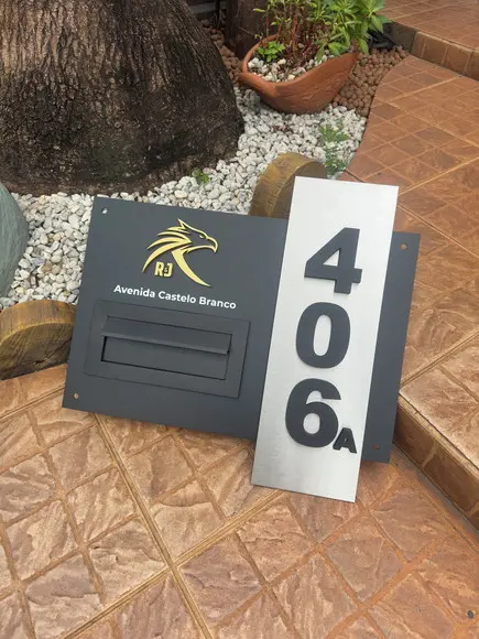 Algarismo Acm+inox Caixa de Correio 60x55 Número Sobreposto