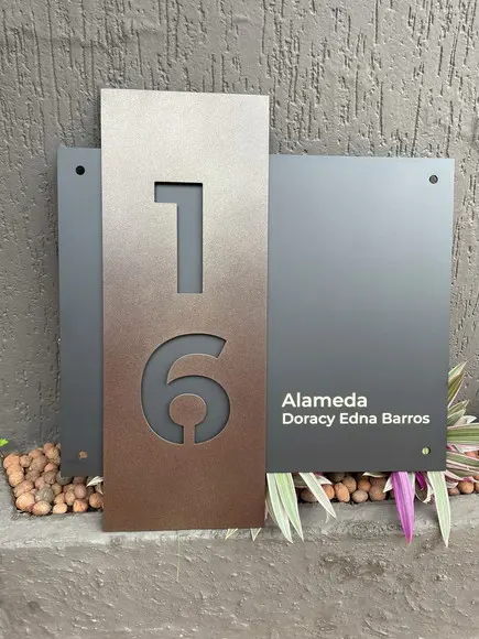Algarismo Residencial Acm com Acm Corten Personalizado 60x55