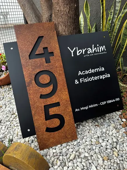 Algarismo Residencial Acm com Acm Corten Personalizado 65x70