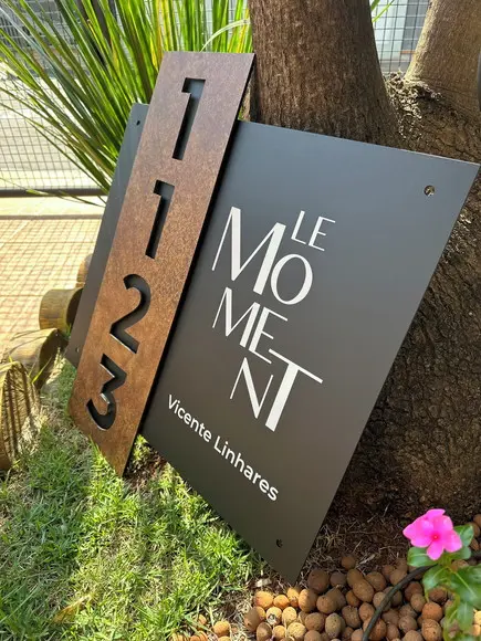 Algarismo Residencial Acm com Acm Corten Personalizado 65x70