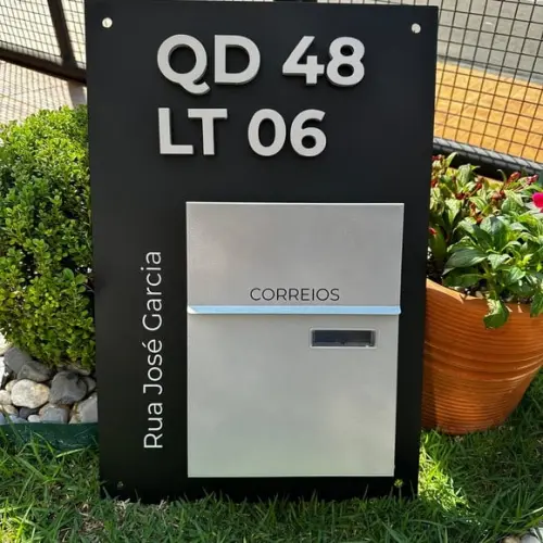 Algarismo Residencial Acm com Caixa de Correio 65x40 Frontal