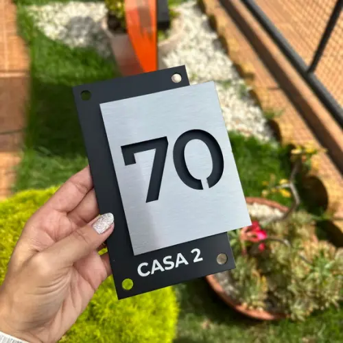 Algarismo Residencial Acm com Inox - 12x18
