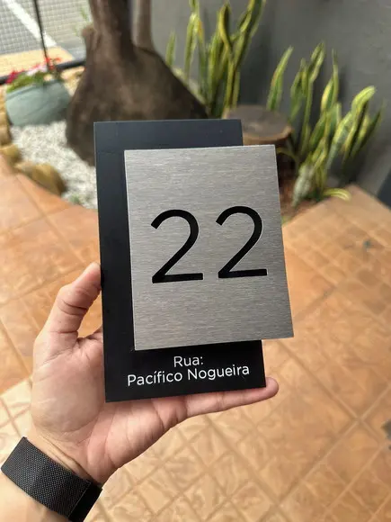Algarismo Residencial Acm com Inox - 2 Dígitos 12x20