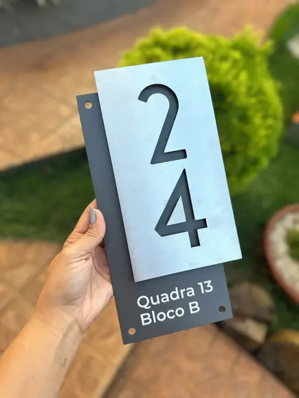 Algarismo Residencial Acm com Inox - 2 Dígitos 30x15