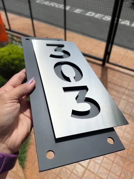 Algarismo Residencial Acm com Inox - 3 Dígitos 14x33