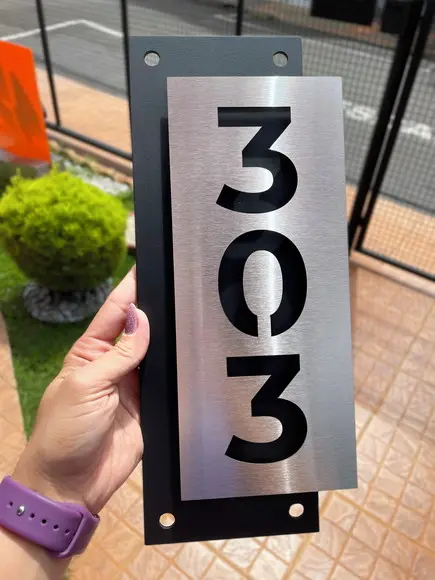 Algarismo Residencial Acm com Inox - 3 Dígitos 14x33
