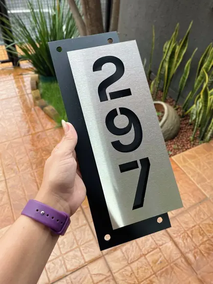 Algarismo Residencial Acm com Inox - 3 Dígitos 14x33