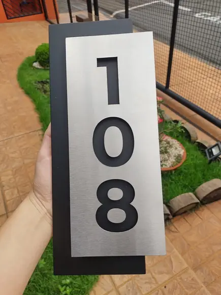 Algarismo Residencial Acm com Inox - 3 Dígitos 14x33