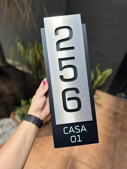 Algarismo Residencial Acm com Inox - 3 Dígitos 15x43