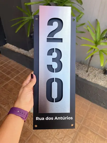 Algarismo Residencial Acm com Inox - 3 Dígitos 15x43