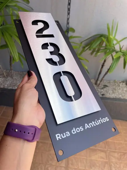 Algarismo Residencial Acm com Inox - 3 Dígitos 15x43
