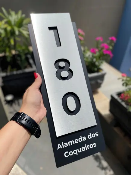 Algarismo Residencial Acm com Inox - 3 Dígitos 15x43