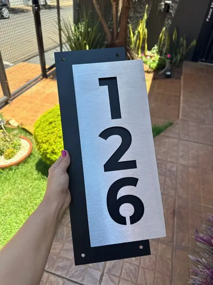 Algarismo Residencial Acm com Inox - 3 Dígitos 21x49,5cm