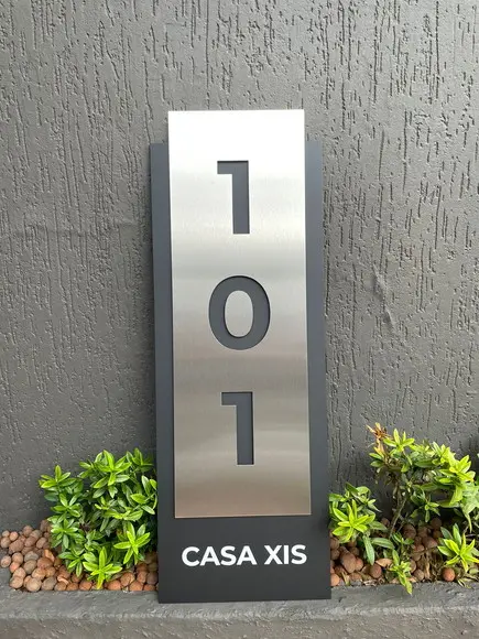 Algarismo Residencial Acm com Inox - 3 Dígitos 30x86