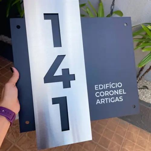 Algarismo Residencial Acm com Inox - 3 Dígitos 33x30