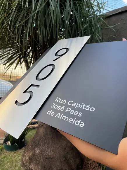 Algarismo Residencial Acm com Inox - 3 Dígitos 60x55