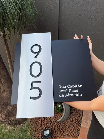 Algarismo Residencial Acm com Inox - 3 Dígitos 60x55