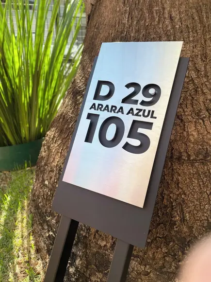 Algarismo Residencial Acm com Inox - 48x16,5 para Jardim