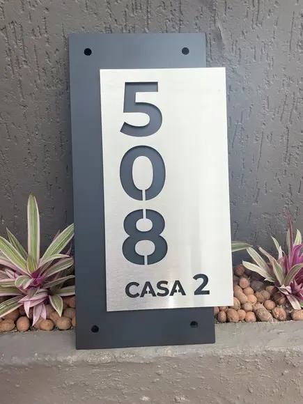 Algarismo Residencial Acm com Inox - 7 Dígitos 50x25