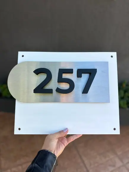 Algarismo Residencial Acm com Pvc - 3 Dígitos 60x45