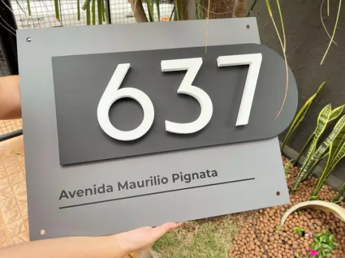Algarismo Residencial Acm com Pvc - 3 Dígitos 60x45