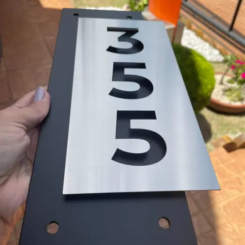 Algarismo Residencial Acm e Inox - 3 Dígitos 14x33
