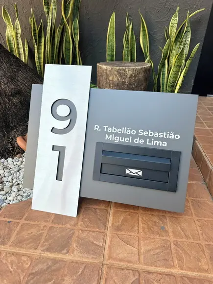 Algarismo Residencial Acm+inox com Caixa de Correio 60x55