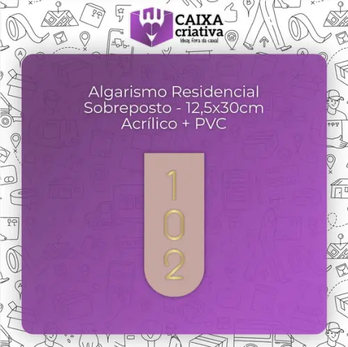 Algarismo Residencial Acrílico com Pvc - 3 Dígitos 12,5x30cm