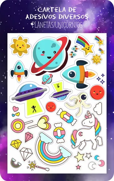 Cartela de Adesivos Autocolantes