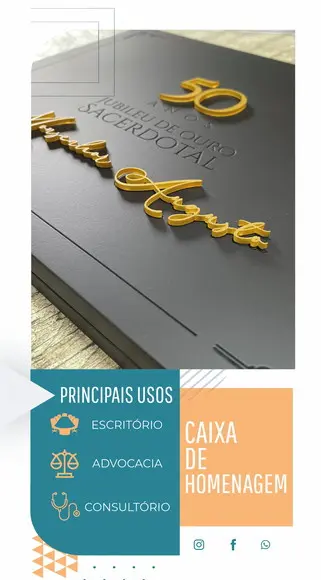 Estojo de Homenagem mdf + mdf - 32x27cm