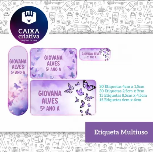 Kit Etiquetas Adesivas - Borboletinhas Lilás