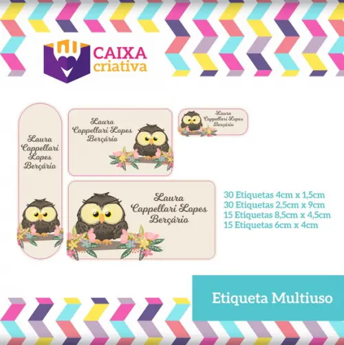 Kit Etiquetas Adesivas - Coruja